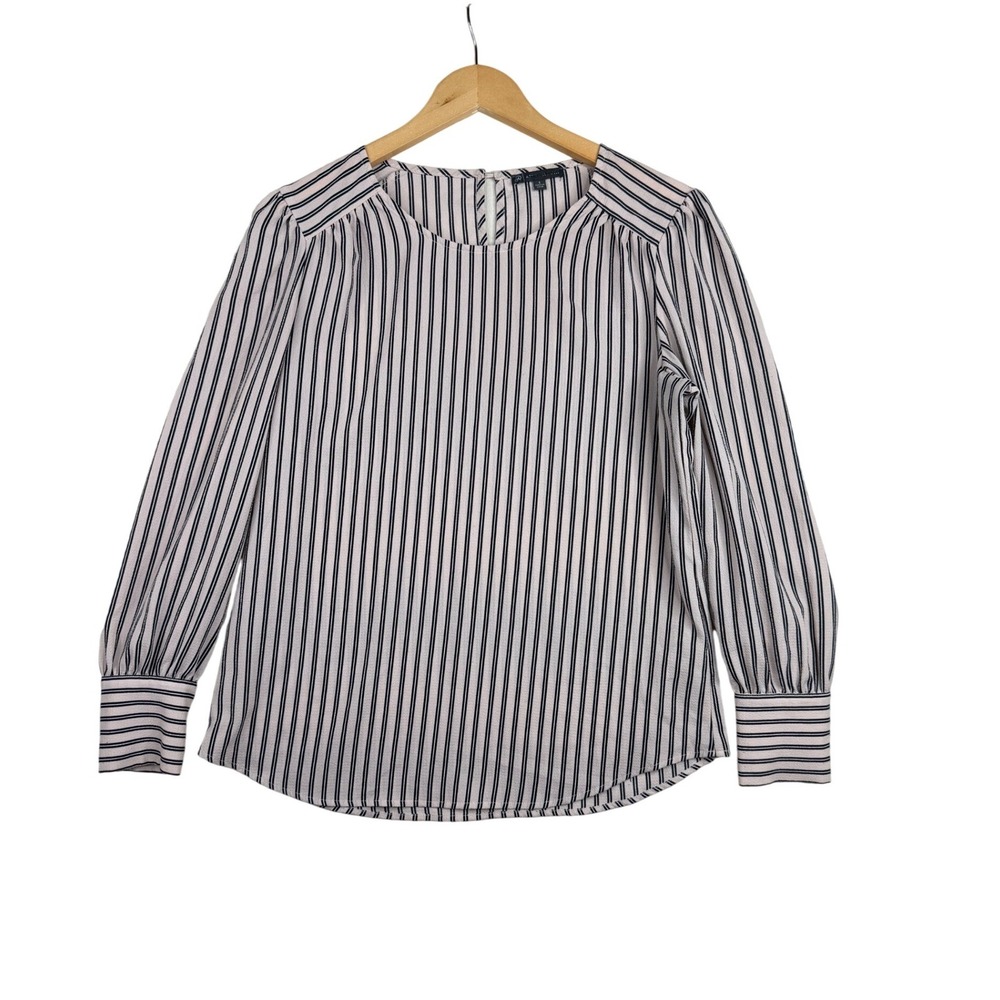 Adrianna Papell Striped Long Sleeve Blouse size Small Pink/Black
